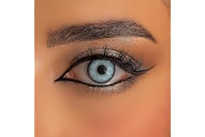 Venus® Blaue Kontaktlinsen Ohne Stärke - 0.00 Dioptrien - Weiche Jahreslinsen Blue Contact Lenses für Damen & Brillenträger - 1 Paar (2 Stück) - Husky Blue