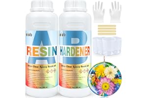 NIUB Epoxidharz, 1000 ml Harz und Härter-Set, neue Formel für kristallklares, sicheres und ungiftiges Kunstharz-Set, keine Blasen, selbstnivellierend und einfach für Anfänger, tiefes Ausgießen von