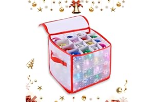 Organizador de Caja de Almacenamiento de Adornos Navideños, dellyy Caja de Almacenamiento de Bolas de Navidad, Caja Guardar Bolas Navidad, Caja para Guardar Adornos de Navidad, con Separadores