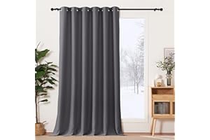 PONY DANCE Zasłony zaciemniające na przelotkach, 1 szt., wys. 245 x szer. 200 cm, szare firanki do salonu, bardzo szerokie zasłony na przelotkach, na drzwi balkonowe, nieprzejrzyste, szare