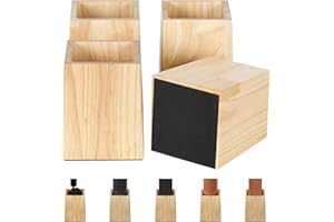 TQVAI Wood Bed Risers 5 Inch (Inner 4" H), Furniture Risers Supports up to 2200 lbs Heavy Duty for Sofa Desk Couch Table, 4 Pack Table Legs Support with Non-Slip Rubber Pad, Original
