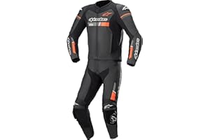 Alpinestars Tuta in pelle con protezioni per moto, 2 divisori, GP Force Chaser, in pelle, 2 pezzi, nero/rosso, 50, uomo, atleta, estate, Nero/rosso, 54