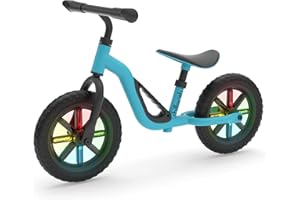 Chillafish Charlie Glow Balance Bike - Sky Blue | Kids Cycle with Light-up Wheels | Carry Handle | Adjustable Seat & Handlebar | Toddlers 18-48 Months
