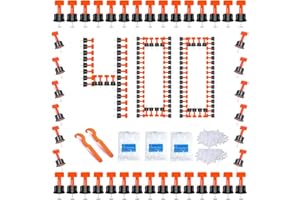 DEUVUO 400 Stück Revolutionäres Fliesen Nivelliersystem, Mit 100 Nivelierset Keile,100 Pcs 1mm/2mm/3mm Fliesenkreuze Abstandshalter Und 2 Speziellen Schlüssel.Fliesenleger Werkzeug Für Wand Und Bodenfliesen
