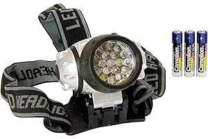 Arcas 30710005 - Stirnleuchte mit 19 LED, verstellbares Kopfband, 4 Leuchtfunktionen, batteriebetrieben, ideal zum Arbeiten, Wandern und Joggen