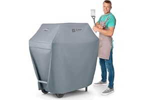 PTSUKER BBQ Cover (64" - 162cm)- Double-Layer 600D Oxford Fabric - 100% Waterproof Gas Barbecue Cover With Covered Air Vents - Large Grill Cover Featuring Dual Handles & Straps