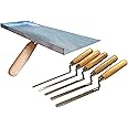 Pointing Brickwork Hawk & 5 x Carbon Steel Finger Trowels Set, Jointing Brick Gaps Fill Fix Repair Tools DIY (H5FTS)