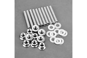 Keenso Car Exhaust Manifold Screws Kit, 10 Kit Car Stainless Steel Exhaust Manifold Head Screws Bolt Set