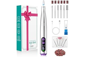Fofile Fresa per Unghie Professionale 20000 Giri/min, Lima per Unghie Elettrica 12 in 1 con Display LCD, 9 Velocità Regolabili, Micromotore Unghie Ricaricabile per Manicure e Pedicure