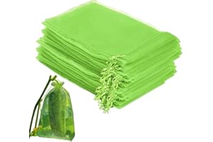 Huasean 100 Sacs Protection pour Fruits, Filets Fruits avec Cordon Serrage, 15 X 20 Cm pour Protéger Les P-lantes des Oiseaux, Papillons, Guêpes, Vinaigre Cerise, Drosophile.