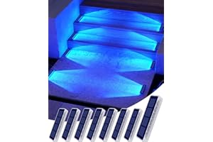 DetarZinLED Luces Solares LED Exterior Jardin, 8 uds Azul Luces Solares Exterior Escalera, IP68 Impermeable Luz Exteriores Solar para Escaleras, Jardin, Patios, Terraza, Valla, Deck, Camino
