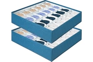 AiQInu Organizador Cajones, 2 Pcs 24 Celdas Organizador Plegable de Armario con Compartimento para Almacenar Ropa Interior, Calcetines, Corbatas, Bufandas