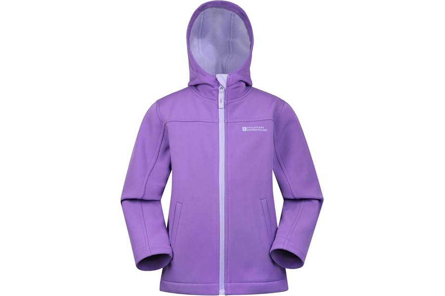 Mountain Warehouse Exodus Kids Softshell Jacket - Breathable, Wind & Water Resistant, Fleece Lined Coat, For Boys & Girls - Best For Sping Summer & Hiking