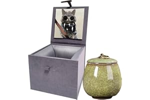 DOINFUN Mini Urns for Ashes, Handicrafted Ceramic Ashes Urns for Dog Cat Small Pets Ashes Keepsake Memorial Gift, Ashes Holder with Exquisite Box-Green