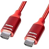Amazon Basics High-Speed 4K HDMI Cable with Braided Cord, 6 Feet, Red