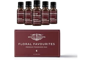 Mystic Moments | Floral Favourite Fragrance Oil Gift Starter Pack 5x10ml | Frangipani, Jasmine, Lily of the Valley, Patchouli, Rose Garden | Perfect as a gift
