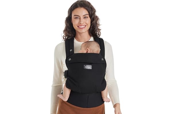 Momcozy Porte-bébé, pur coton doux pour la peau de bébé, design ergonomique pour enfants de 3 à 20 kg, léger et confortable, mains libres pour les mamans et les papas, Noir