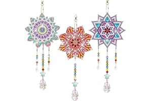 ‎STARNEARBY Starnearby 5D Diamond Painting Sonnenfänger Kristall DIY Diamant Painting Home Decor | Geschenk | Fensterdeko Regenbogen (3 Stück Mandala)