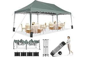 HOTEEL Carpa Plegable 3x6 Carpas para Exteriores Impermeable Cenadores para Jardin con Sacos de Arena y Bolsa con Ruedas para Fiestas, Eventos al Aire Libre, Gris