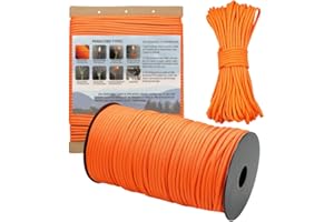PSKOOK 550 Paracord 100m，31m，15m Rope 9+1 Strand with Fishing Line Traction Rescue Rope Tent Rope for Outdoor Hiking Camping DIY Necklace Bracelet Craft Making