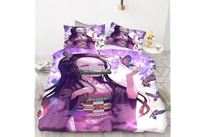 Bfrdollf Demon Bettwäsche 135x200 Anime Demon Bettbezug-Set 100% Mikrofaser Für Jungen Und Mädchen Kinder (12,Single 135 X 200 cm)