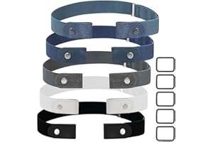 DAFENCAR Ceinture Sans Boucle, 5pcs Ceinture Elastiqueo pour Femmes ou Hommes, Bien Faites, Super Elastiques, Solides, Durables, Ceinture Elastique Sans Boucle pour Jeans, Pantalons, Robe