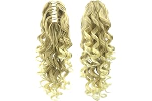 IMISSU Clip lunga coda di cavallo artiglio riccio sull'estensione dei capelli mandibola coda di cavallo pezzo di capelli per le donne (Sporca bionda)