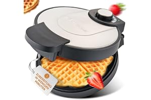 Clatronic® Waffeleisen | mit Ø 18cm antihaftbeschichteter Backfläche | Waffeleisen Herzform | stufenlos einstellbarer Bräunun