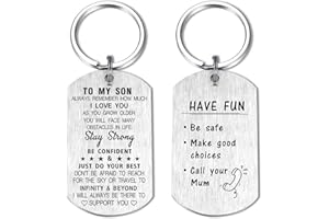 DEGASKEN My Son Keyring Gifts - Have Fun Be Safe Make Good Choices - I Love You Son Gifts for Graduation Christmas Fathers Day, Personalised Son Presents