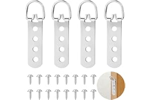 Abeillo Wytrzymałe wieszaki na zdjęcia, pierścienie D, wiszące wieszaki na zdjęcia, 4 szt. haczyki do zawieszania zdjęć z 16 śrubami ze stali nierdzewnej, zestaw do zawieszania obrazów