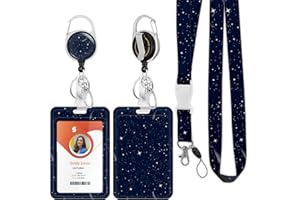 BOUTILON ID Badge Holder mit Lanyard, einziehbare ID Badge Card Holders Abnehmbare Hals Lanyard Strap mit Badge Reel und vertikale ID-Halter für Krankenschwester Studenten (Meteor)