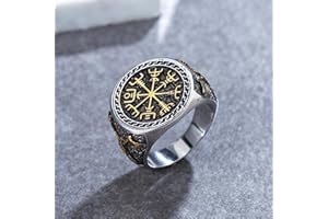 XJruixi Biker Men Garçon Retro Viking Compass Ring Nordic 316L Acier Inoxydable Hache Valknut Bague Triangle Bijoux Cadeau Vente en Gros Nouveau