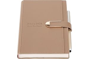 MLJTOYO Academic Diary 2026 Day to Page A5, Jan 2026-Dec 2026, Daily Planner Schedule Organiser with Pen, Hardcover Agenda Diary Planner with Stickers,Inner Pocket,Premium Thicker Paper (Light Brown, A5)