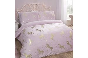 SLEEPDOWN Foliowy flanelowy jednorożec zestaw pościeli z polaru