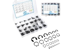 LOBVABA 324 Pièces Circlips Interne C-clips，Anneau Circlip E-clips，Anneau de Retenue Externe Snap ，C-Clips Anneau de Retenue Externe Snap pour Fixer Poulies à Engrenages de Roulement