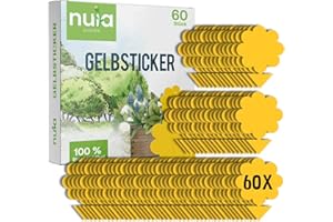 NUIA® XL Gelbsticker-Set - 60x Gelbtafeln zur Trauermücken Bekämpfung - giftfreie Klebefalle für Zimmerpflanzen - effektive Obstfliegenfalle - Gelbfalle gegen Trauermücken