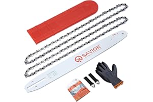 SAVIOR 2-pack Sägeketten mit 40 cm Schwert & Schwertschutz, Ersatzkette 3/8"LP 1,3 mm 56 TG, Kompatibel mit Oregon, Makita, Husqvarna, Dolmar und mehr
