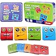 Wooden Face Changing Magic Cube Game, Expression Puzzle Building Blocks Pattern Matching Game, Educational Puzzles Toy Board Games, for Kids Ages 3 4 5 Years Old