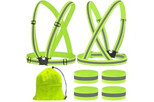 LUZOON Kamizelka Ratunkowa,Kamizelka ostrzegawcza, Kamizelka ostrzegawcza na rower,do biegania jazdy na rowerze, wędrówek, jazdy na motocyklu (2 kamizelki + 4 paski)