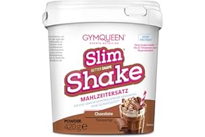 ‎GYMQUEEN GymQueen Slim Shake 420g, Schokolade, Leckerer Diät-Shake zum einfachen Abnehmen, Mahlzeitersatz mit wichtigen Vitaminen und Nährstoffen, nur 250 kcal pro Portion & ohne Zucker-Zusatz
