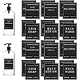 24 PCS Waterproof Labels for Bottles, Bathroom Hand Soap Shampoo and Conditioner Dispenser Label Stickers, Removable Labels for Soap, Lotion, Shampoo and Conditioner Bottles (Black)