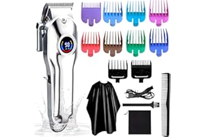 Gabrella Men’s Barber Clippers Waterproof Cordless Hair Clipper & Shaver, Rechargeable Trimmer, Male Grooming Set, Colorful Guide Combs