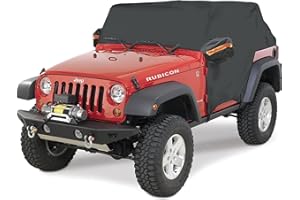 Big Ant Funda impermeable para Jeep Wrangler de 2 puertas, protección UV, lluvia, polvo, Jeep cubierta para Jeep Wrangler CJ, YJ, TJ y JK 2 puertas, color negro