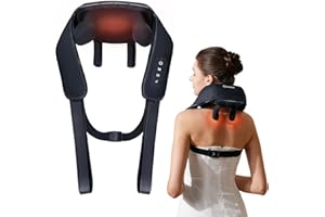 KNQZE Nacken- & Schultermassagegerät mit Wärmefunktion, Elektrische Tiefengewebe 4D Experten-Knet Massage, Shiatsu Massagegerät zur Linderung von Nacken, Schulter, Rückenschmerzen
