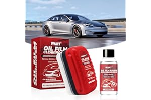 WAWJ® Detergente per Pulizia Vetri Auto, Automotive Oil Film Cleaning Brush, Detergente per Parabrezza e Rimozione Della Pellicola D'olio per Pulizia Profonda (120ml+60ml)
