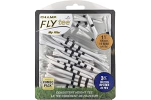 Champ My Hite Flytees - Tees de golf - 40x 83mm & 10x 44mm, Noir / Blanc