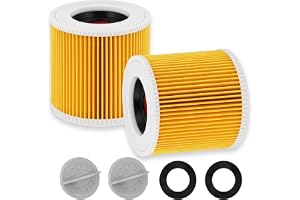 Korvoria 2 patronfilter, WD3-filter med 2 låsskruvar | Kompatibel med WD3, WD2, WD1, MV3, MV2, A, K, KNT, NT, SE, VC dammsuga