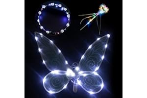 DAZZTIME Femmes Ensemble d'ailes De Papillon,Ailes De FéE pour Adultes, Ailes d'ange pour Enfant Fille,Ailes de Papillon,Ailes de fée Papillon pour Filles, pour Carnaval,cosplay,fête d'anniversaire