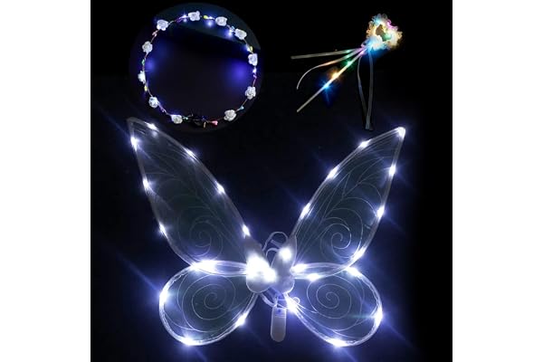 DAZZTIME Femmes Ensemble d'ailes De Papillon,Ailes De FéE pour Adultes, Ailes d'ange pour Enfant Fille,Ailes de Papillon,Ailes de fée Papillon pour Filles, pour Carnaval,cosplay,fête d'anniversaire