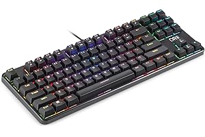 DR1TECH Raven+ Tastiera Meccanica TKL da Gaming RGB per PC [20 mln di Click] 87 Tasti Anti Ghosting - Tastiera USB Ergonomica con Filo (Layout Internazionale QWERTY)